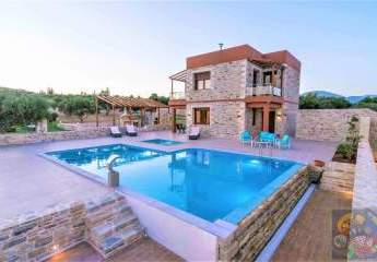 Kreta, Kamilari, Luxus Naturstein Villa mit pr. Pool u. Meerblick