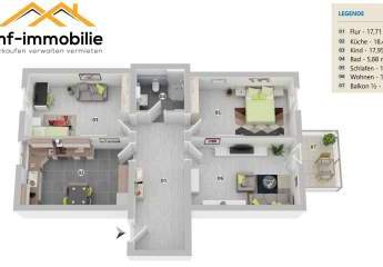 Balkon, 3-Zimmer, Küche, Bad in Mariental 98m2