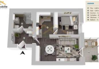 zwei Zimmer Wohnung mit Balkon in Mariental EBK kann übernommen werden