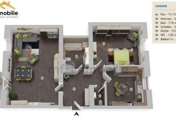 ansprechende 2-Zimmer-Wohnung in Mariental 95 m2, Küche, Bad, Gäste WC,