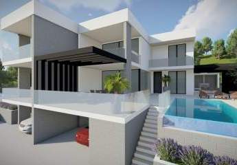 Moderne Neubau-Doppelhaushälften mit Swimmingpool und Meerblick
