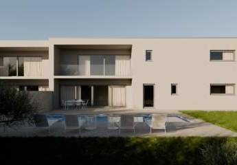 Moderne Doppelhaushälfte mit Pool und Blick auf das Meer, Region Krk