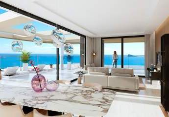 Wohnungen mit 4 Schlafzimmern, 3 Bädern, Klimaanlage, Fußbodenheizung in der ganzen Wohnung, Kfz-Stellplatz und Meerblick nur 100 m vom Strand