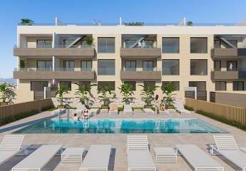 Appartements mit 2 Schlafzimmern, 2 Bädern, Tiefgaragenstellplatz und Gemeinschaftspool nur ca. 700 m vom Strand