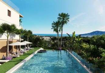 Reihenhäuser mit 4 Schlafzimmern, 3 Bädern, Gäste-WC, Meerblick, Klimaanlage, Kfz-Stellplatz und Gemeinschaftspool