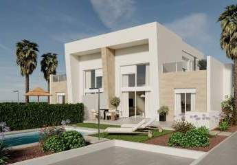 Doppelhaushälften mit 3 Schlafzimmern, 2 Bädern, Klimaanlage, Privatpool und Keller im wunderschönen La Finca Golf Komplex
