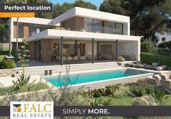 Baugrundstück mit Projekt einer modernen Villa mit Pool in Santa Ponsa