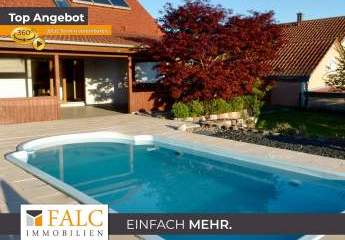 Einfach Mehr: Gepflegtes EFH in absolut ruhiger Sonnen-Lage, Do-Garage, FBH, EBK, Garten-Pool. Frei.