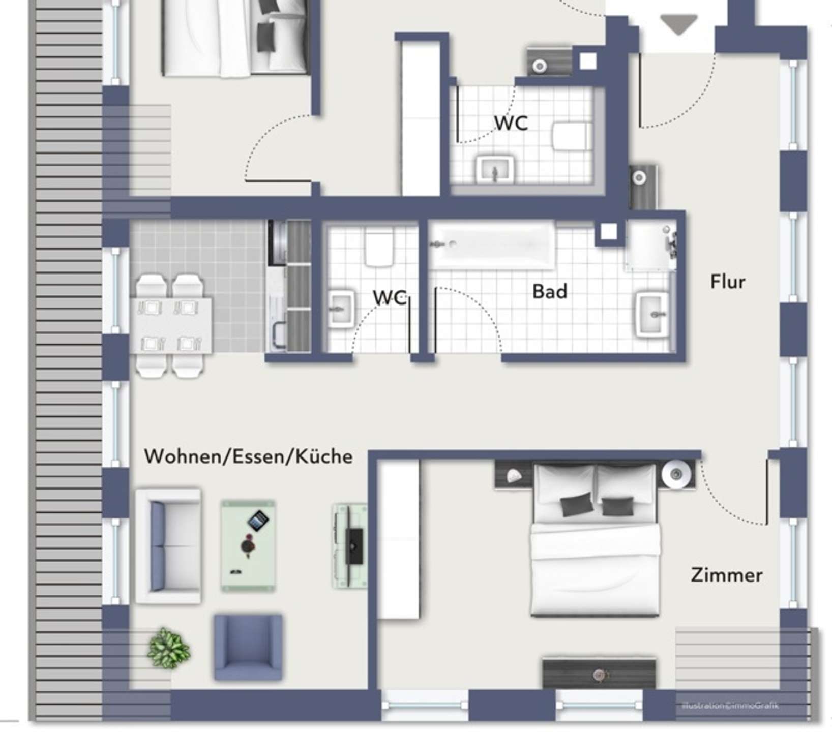 2 Zimmer Dachgeschoss-Neubauwohnung