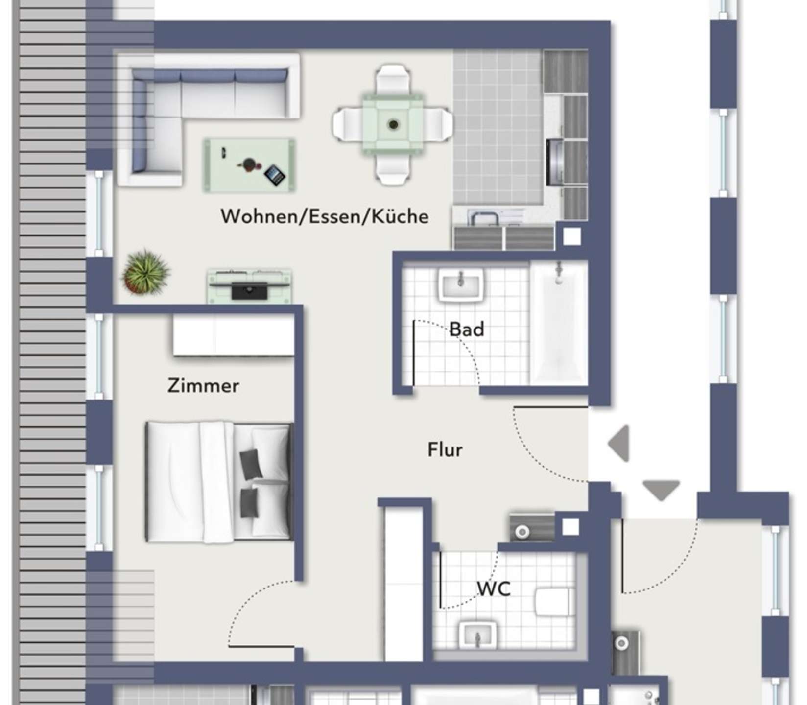 3 Zimmer Dachgeschoss-Neubauwohnung