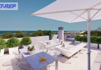 Luxus-Penthouse-Wohnungen mit 4 Schlafzimmern, Privatpool, Whirlpool und Meerblick im Oliva Nova Beach und Golf Resort nur 300 m vom Strand