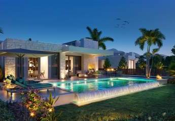 Modernes Designer-Luxus-Villa mit Dachterrasse und Pool in einem Neubau-Resort in Bahceli