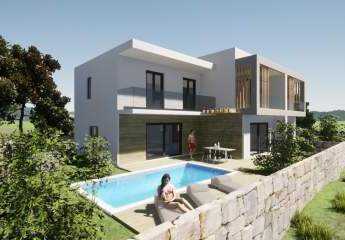 Moderne Neubau Designer-Doppelhaushälfte mit Swimmingpool in unmittelbarer Meeresnähe von Vodice