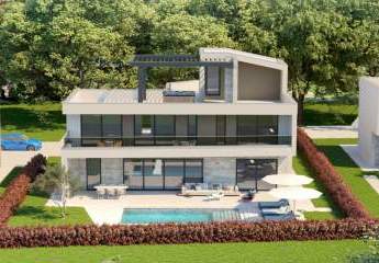Moderne Luxus Designer Neubau-Villa mit Swimmingpool, Kamin, Dachterrasse und herrlichem Meerblick in Tar
