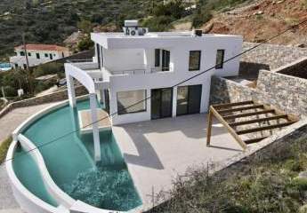 Kreta, Schisma Eloundas: Villa mit 3 Schlafzimmern und Pool bietet einen atemberaubenden Meerblick auf Elounda