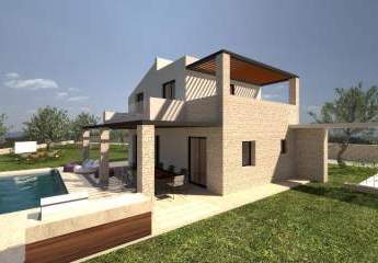 Kreta, Maleme: Ruhige zweistöckige Villa mit Meerblick zu verkaufen