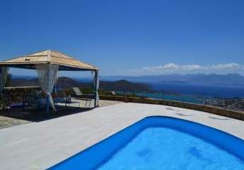 MIT VIDEO! Kreta, Epano Elounda: Exquisite Villa am Hang mit Pool und Meerblick über die Bucht zu verkaufen