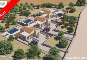 Kreta, Erfi /Rethymno 3 einstöckige Häuser (Projekt) mit Privatpools und Meerblick