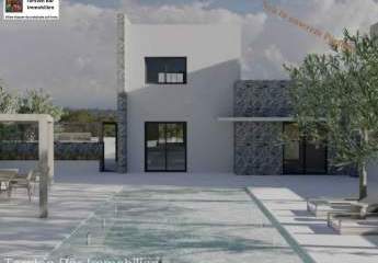 Kreta, Drapanos Villenprojekt mit privatem Pool und Blick auf die weißen Berge