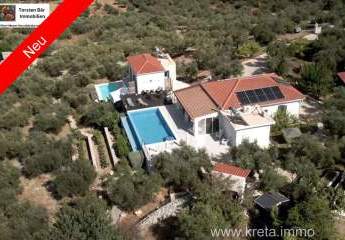 Kreta, Tsivaras freistehende Villa mit Gästehaus priv. Pool Meerblick