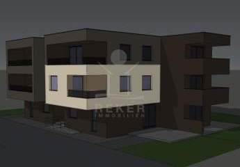 55,7 m² im 1. OG mit zwei Schlafzimmern und überdachter Terrasse