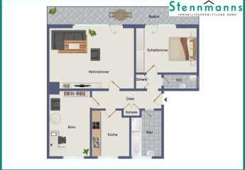 MODERNISIERTE GROSSZÜGIGE 3-ZIMMER-MIETWOHNUNG MIT GROSSEM BALKON IN RUHIGER WOHNLAGE RADEVORMWALD