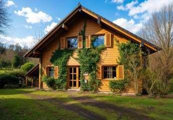 Charmantes Blockhaus im grünen Dorfidyll