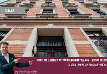 *Provisionsfrei für Käufer*
Bezugsfreie 3-Zimmer-Altbauwohnung mit 
Balkon im Herzen von Zwickau