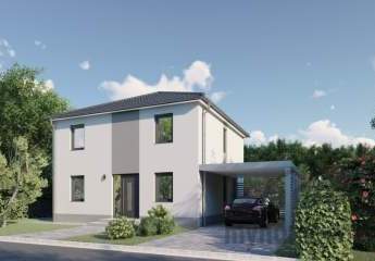 Ein neues Haus mit voller Fantasie, mit neuen Formen und Farben in Greding
