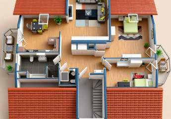 Feucht neue einziartige Dachgeschoßwohnung mit 2 Balkone am Waldrand mit Stellplatz und Dachboden