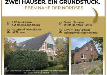 freistehend 2 Häuser in einem! Traumgrundstück 360 Grad Rundgang. Wohnen an der Nordsee !