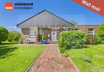 Bungalow mit 7 Zimmern in Nordseenähe: 237 m² Wo-Fl., PV & Wintergarten in Wangerland – Hohenkirchen