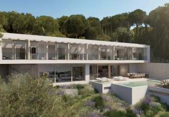 Neubau Designervilla in erhöhter Lage von Puerto Portals mit tollem Meerblick